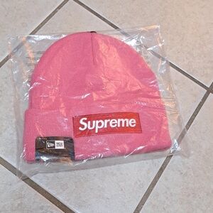 Supreme x New Era Box Logo Beanie Magenta with Red Box Logo- lOne Size Fits Most